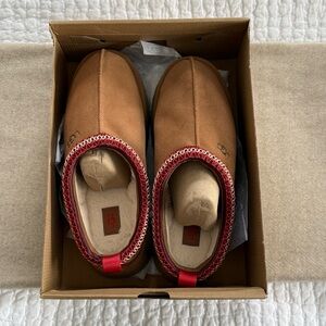 UGG Women's Brown Slippers with Red Trim